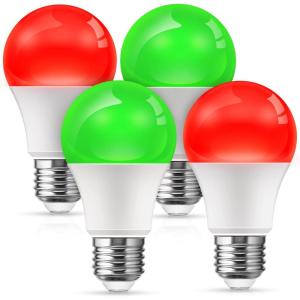 imageL LOHAS LED 40W Equivalent A19 Amber Porch Light Bulbs 6W Dusk to Dawn Sensor Yellow Bug Light Bulbs for Outdoor 2000K E26 4 PackRed Green