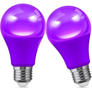 imageL LOHAS LED Halloween Purple LED Light Bulbs Outdoor A19 9W60W Equivalent Purple Colored Light Bulb E26 Base NonDim 2Pack