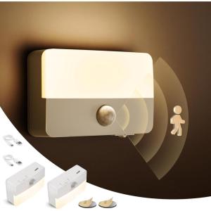 imageL LOHAS LED Motion Sensor Night Light 2 Pack StickOn LED Night Light Wall Lights Closet Lights Stair Lights Motion Activated Nightlight for Hallway Bathroom Kitchen Cabinet StairsModern