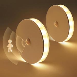 imageL LOHAS LED Motion Sensor Night Light2 Pack Rechargeable Battery Night LightStickOn Closet LightBattery Operated Lights for BathroomBedroom Kitchen Stairs Hallway