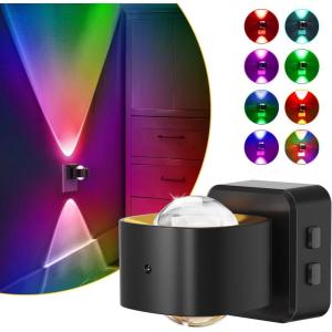 imageL LOHAS LED Night Light Projector Nights Light Plug into Wall Dusk to Dawn Sensor Rotating Nightlight for Kids Soft White Ambient Lighting for Bathroom Gaming Room Gifts1 PackRGB Red  Green  Blue