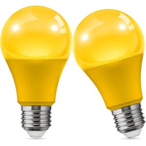 imageL LOHAS LED Yellow Bug Light Bulbs Outdoor A19 9W Bug Lights for Outside 60W Equivalent 2000K Amber Porch Light Bulb NonAttracting E26 Base NotDimmable Ideal for Patio Deck Backyard 2 PackYellow