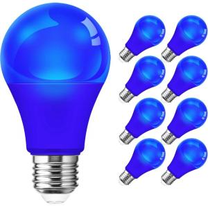 imageLOHAS Blue LED Light Bulbs A19 9W 60W Equivalent Christmas Blue Colored Light Bulb Outdoor E26 Base for Porch Thanksgiving Day New Year Home Lighting Wedding Party Bar Decor NonDim 8 Pack