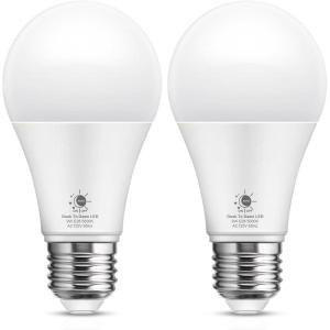 imageLOHAS Dusk to Dawn Light Bulbs Outdoor Light Sensor Bulb 60W Equivalent A19 LED Bulb Daylight 5000K 9W Photocell Sensor 900LM Auto OnOff Porch Lights E26 Base for Garage 2Pack