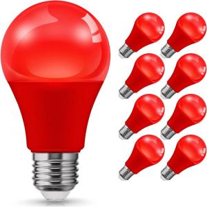 imageLOHAS Red LED Light Bulbs A19 9W 60W Equivalent Valentines Day Red Colored Light Bulb Indoor E26 Base for Porch Thanksgiving Day New Year Home Lighting Wedding Party Bar Decor NonDim 8 Pack