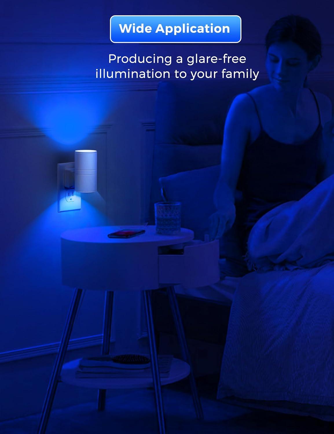 imageL LOHAS LED Night Light Night Lights Plug into Wall Color Changing Nightlight RGB with Light Sensor Home Decor for Gifts Holiday Hallway Bedroom Kids Room Christmas Halloween 2 PackBlue