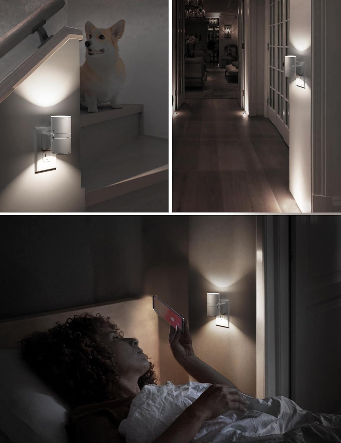 imageL LOHAS LED Night Light Night Lights Plug into Wall Color Changing Nightlight RGB with Light Sensor Home Decor for Gifts Holiday Hallway Bedroom Kids Room Christmas Halloween 2 PackDaylight White