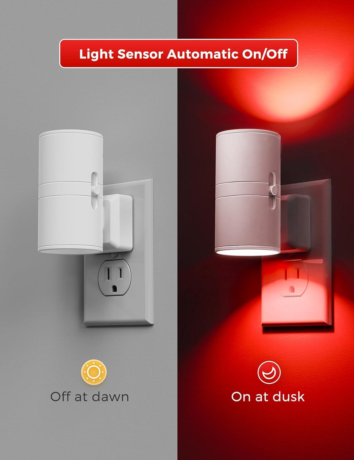 imageL LOHAS LED Night Light Night Lights Plug into Wall Color Changing Nightlight RGB with Light Sensor Home Decor for Gifts Holiday Hallway Bedroom Kids Room Christmas Halloween 2 PackRed