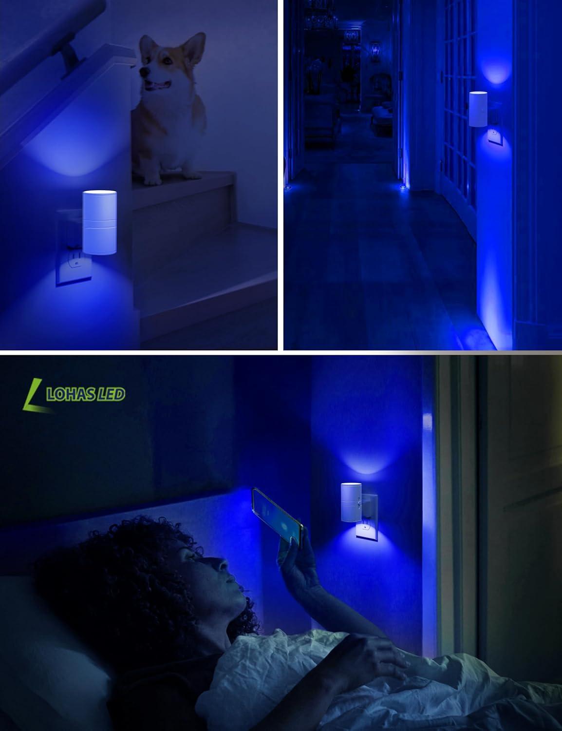 imageL LOHAS LED Night Light Night Lights Plug into Wall Color Changing Nightlight RGB with Light Sensor Home Decor for Gifts Holiday Hallway Bedroom Kids Room Christmas Halloween 2 PackBlue