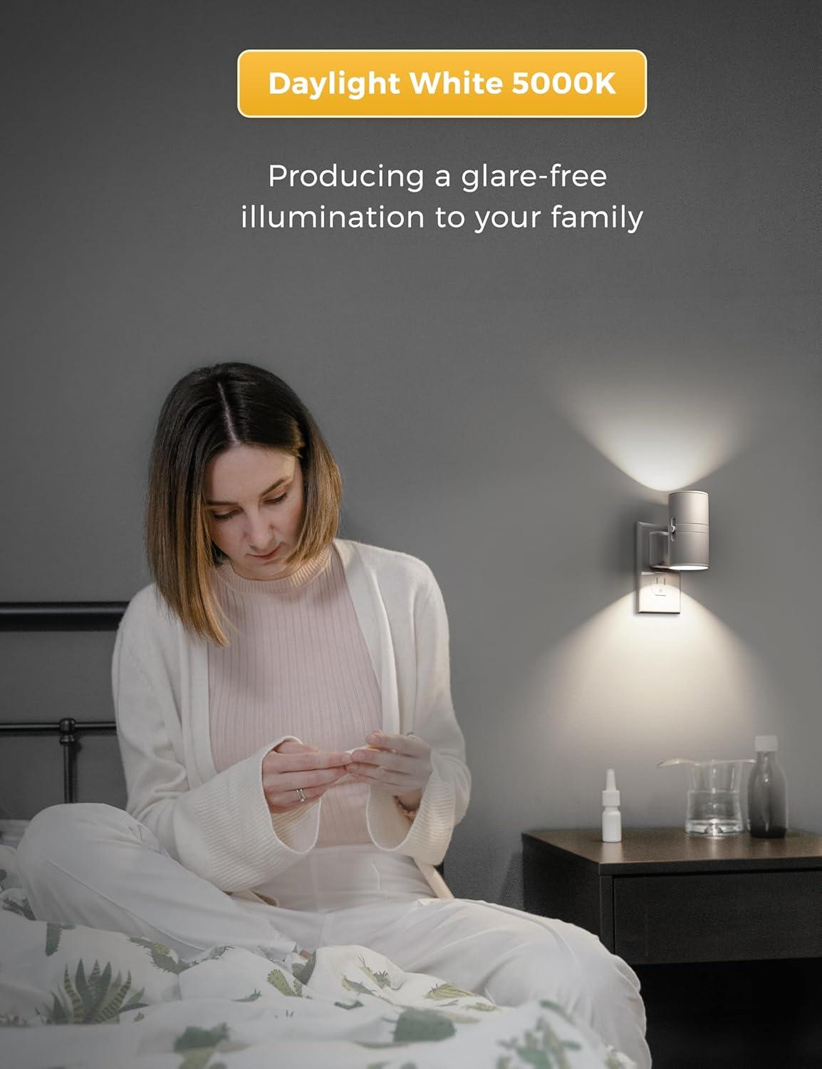 imageL LOHAS LED Night Light Night Lights Plug into Wall Color Changing Nightlight RGB with Light Sensor Home Decor for Gifts Holiday Hallway Bedroom Kids Room Christmas Halloween 2 PackDaylight White