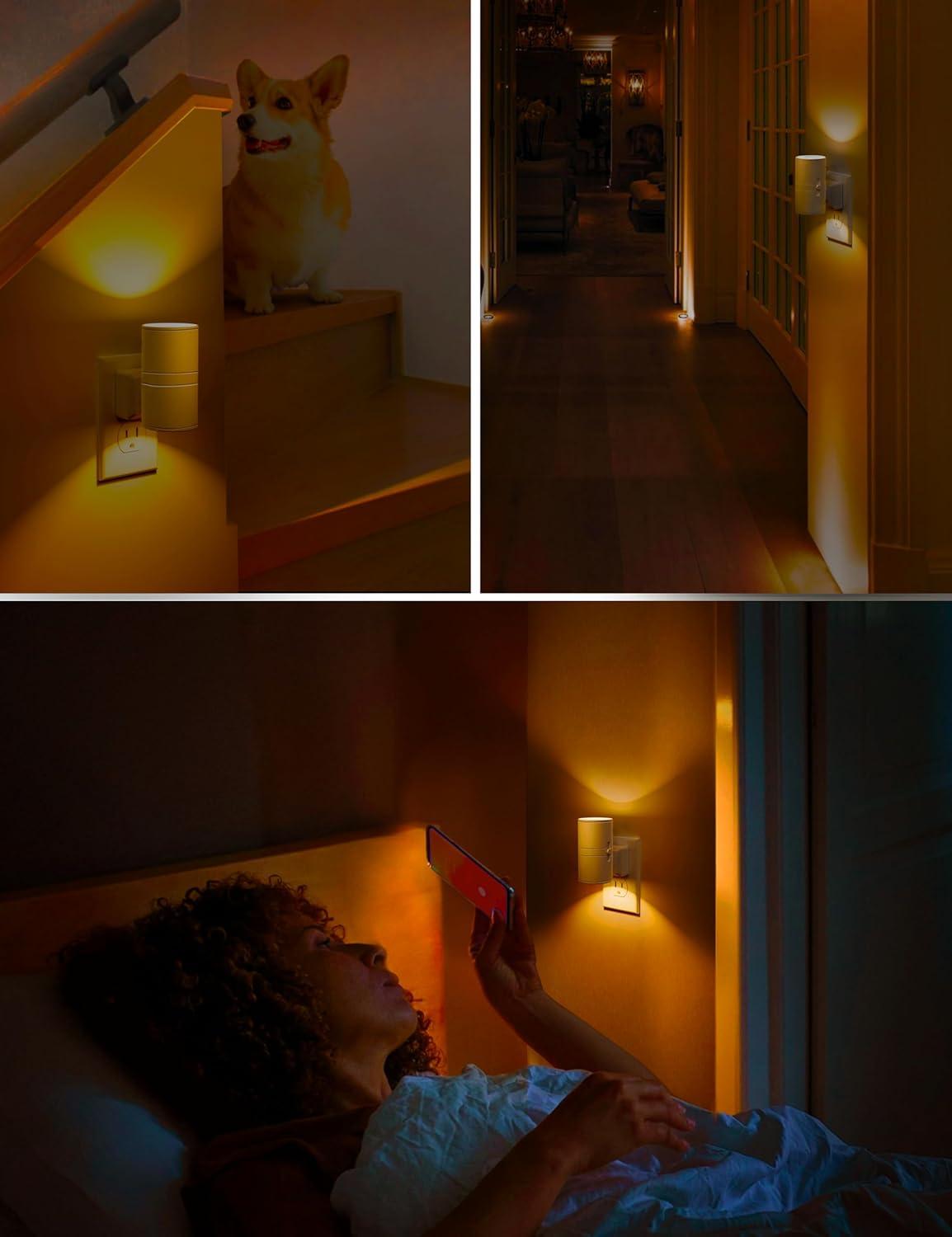 imageL LOHAS LED Night Light Night Lights Plug into Wall Color Changing Nightlight RGB with Light Sensor Home Decor for Gifts Holiday Hallway Bedroom Kids Room Christmas Halloween 2 PackAmber