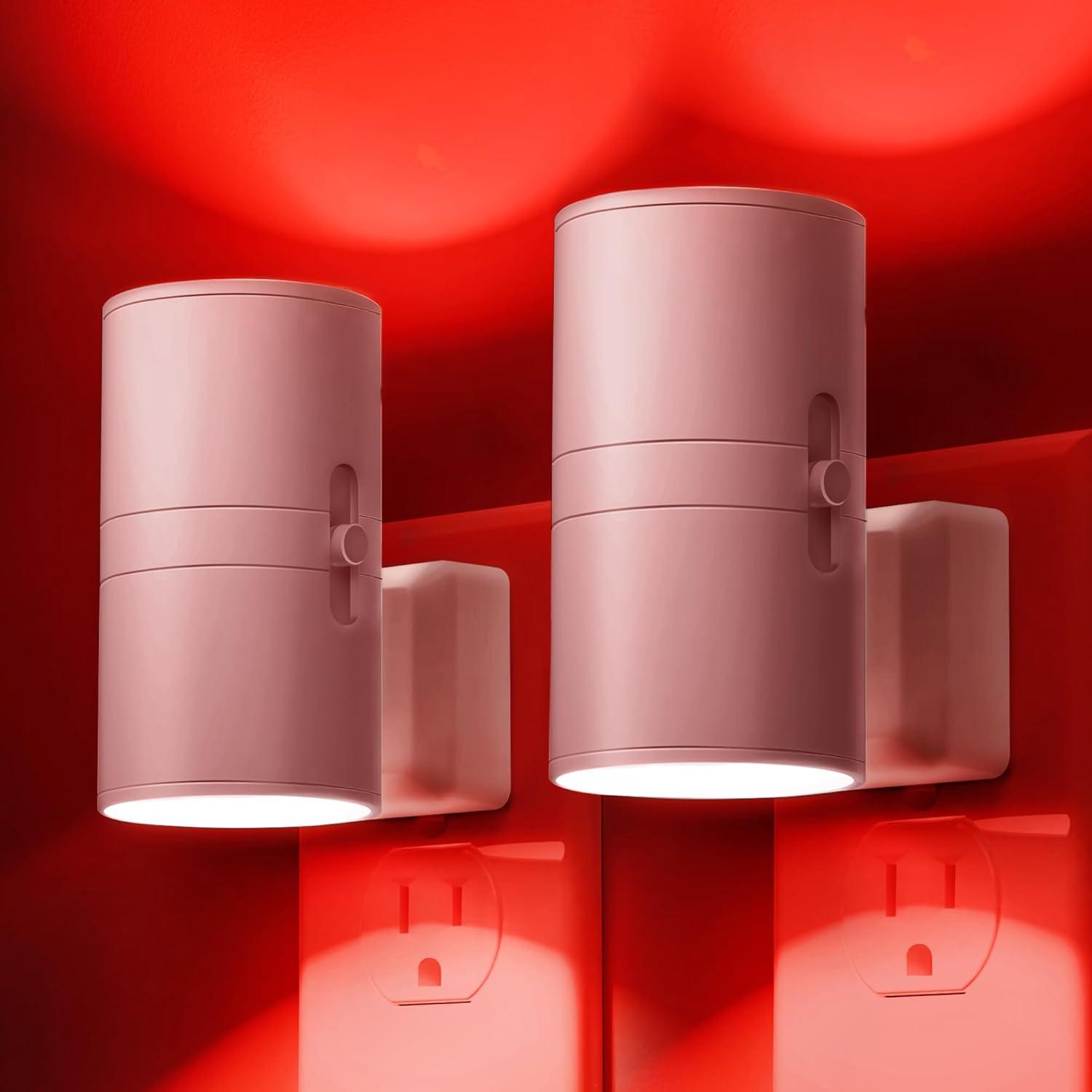 imageL LOHAS LED Night Light Night Lights Plug into Wall Color Changing Nightlight RGB with Light Sensor Home Decor for Gifts Holiday Hallway Bedroom Kids Room Christmas Halloween 2 PackRed