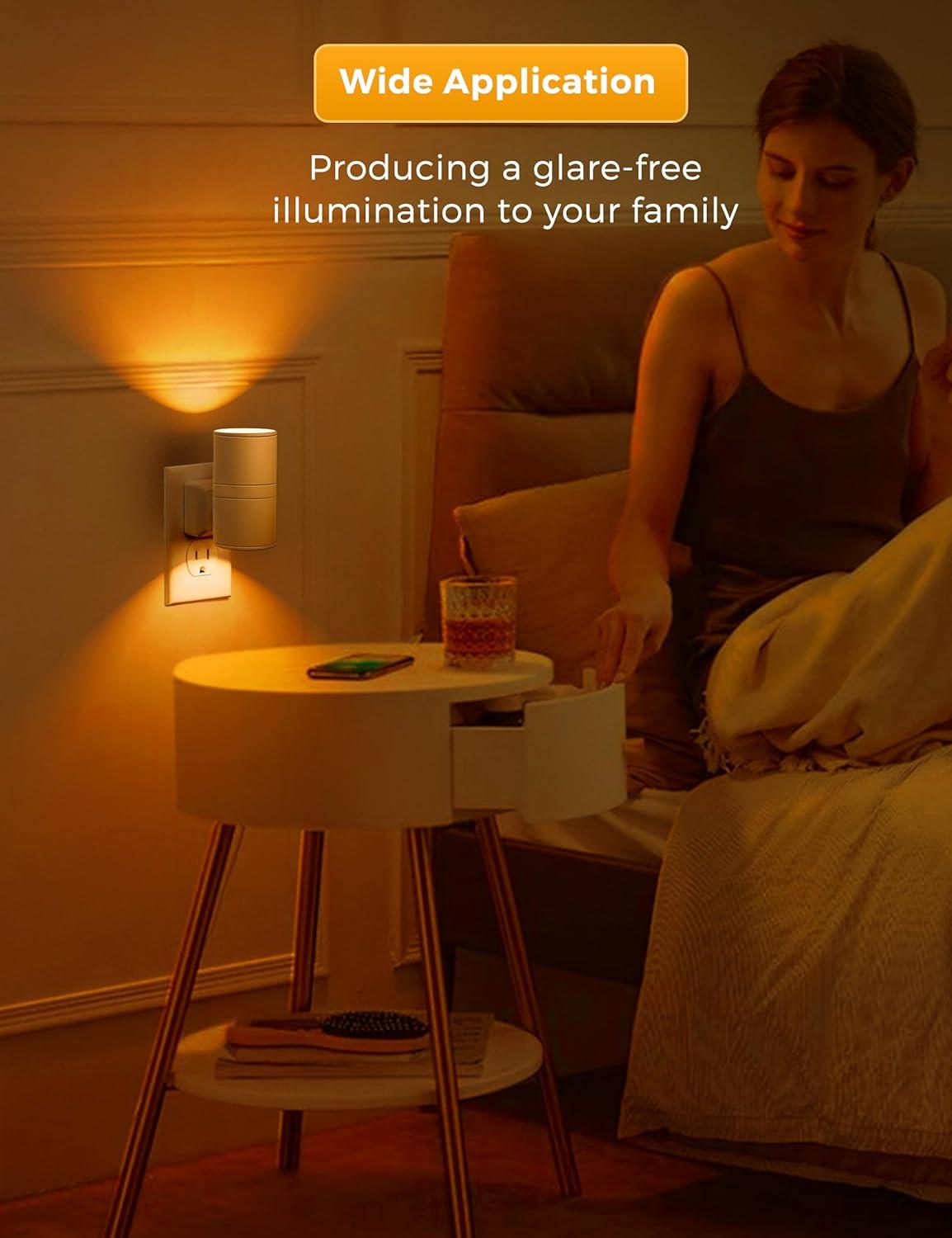 imageL LOHAS LED Night Light Night Lights Plug into Wall Color Changing Nightlight RGB with Light Sensor Home Decor for Gifts Holiday Hallway Bedroom Kids Room Christmas Halloween 2 PackAmber