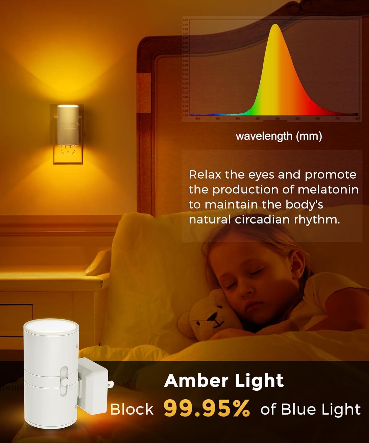 imageL LOHAS LED Night Light Night Lights Plug into Wall Color Changing Nightlight RGB with Light Sensor Home Decor for Gifts Holiday Hallway Bedroom Kids Room Christmas Halloween 2 PackAmber