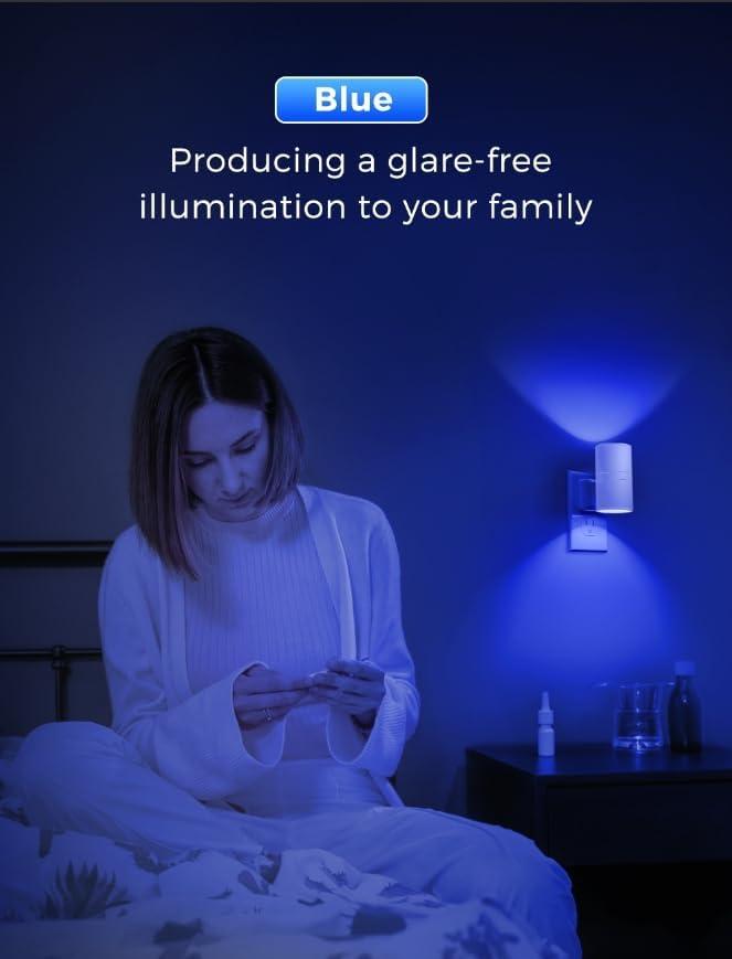 imageL LOHAS LED Night Light Night Lights Plug into Wall Color Changing Nightlight RGB with Light Sensor Home Decor for Gifts Holiday Hallway Bedroom Kids Room Christmas Halloween 2 PackBlue