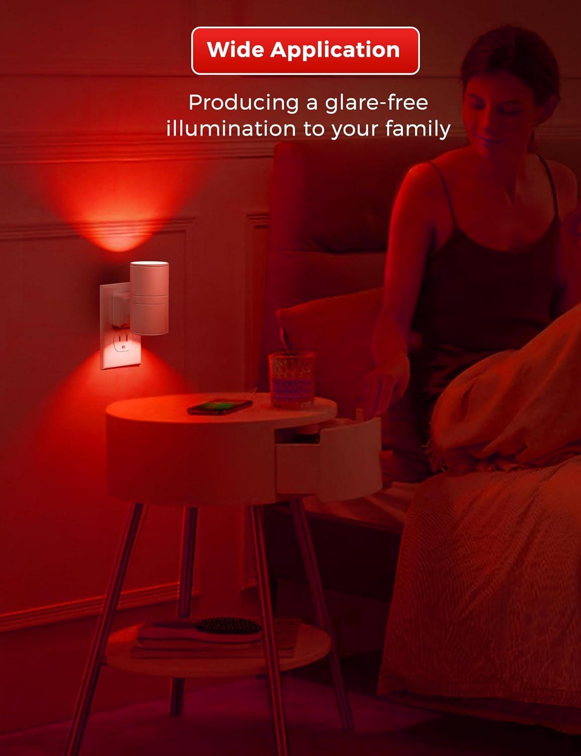 imageL LOHAS LED Night Light Night Lights Plug into Wall Color Changing Nightlight RGB with Light Sensor Home Decor for Gifts Holiday Hallway Bedroom Kids Room Christmas Halloween 2 PackRed