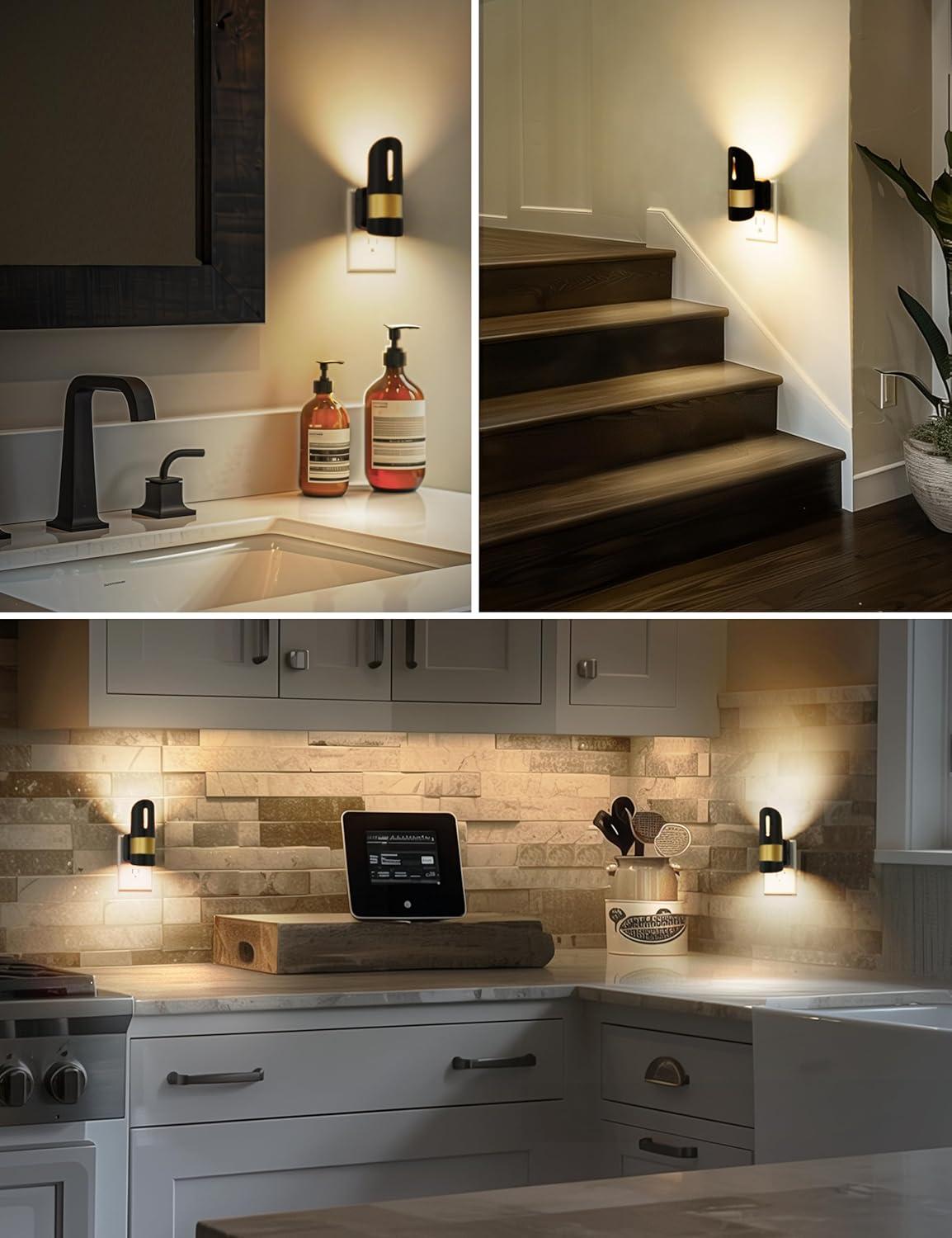 imageL LOHAS LED Night Lights Plug into Wall 2 Pack Dimmable Night Light with Dusk to Dawn Sensor0100LM Brightness Adjustable3000K Soft WhiteModern Nightlight for Adults Bathroom Hallway