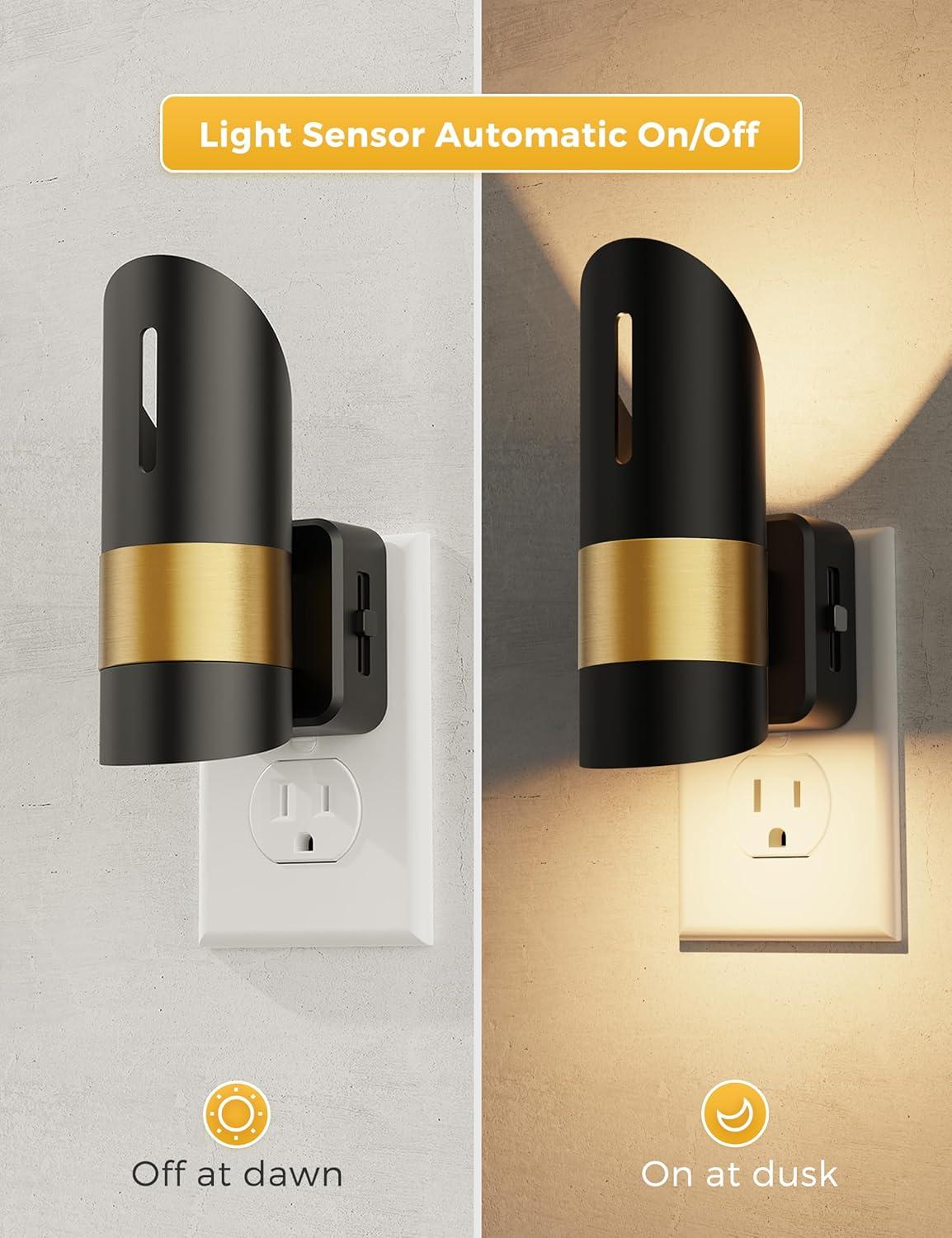 imageL LOHAS LED Night Lights Plug into Wall 2 Pack Dimmable Night Light with Dusk to Dawn Sensor0100LM Brightness Adjustable3000K Soft WhiteModern Nightlight for Adults Bathroom Hallway