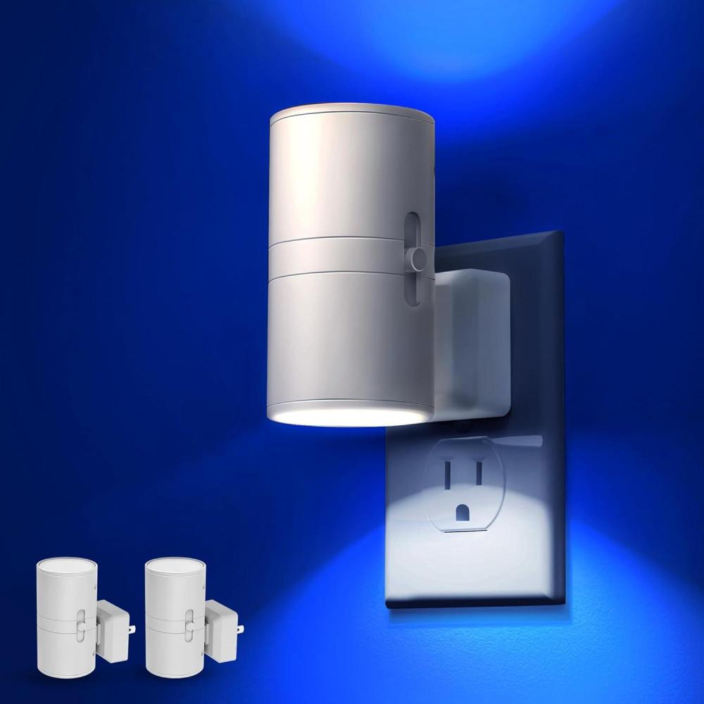 imageL LOHAS LED Night Light Night Lights Plug into Wall Color Changing Nightlight RGB with Light Sensor Home Decor for Gifts Holiday Hallway Bedroom Kids Room Christmas Halloween 2 PackBlue