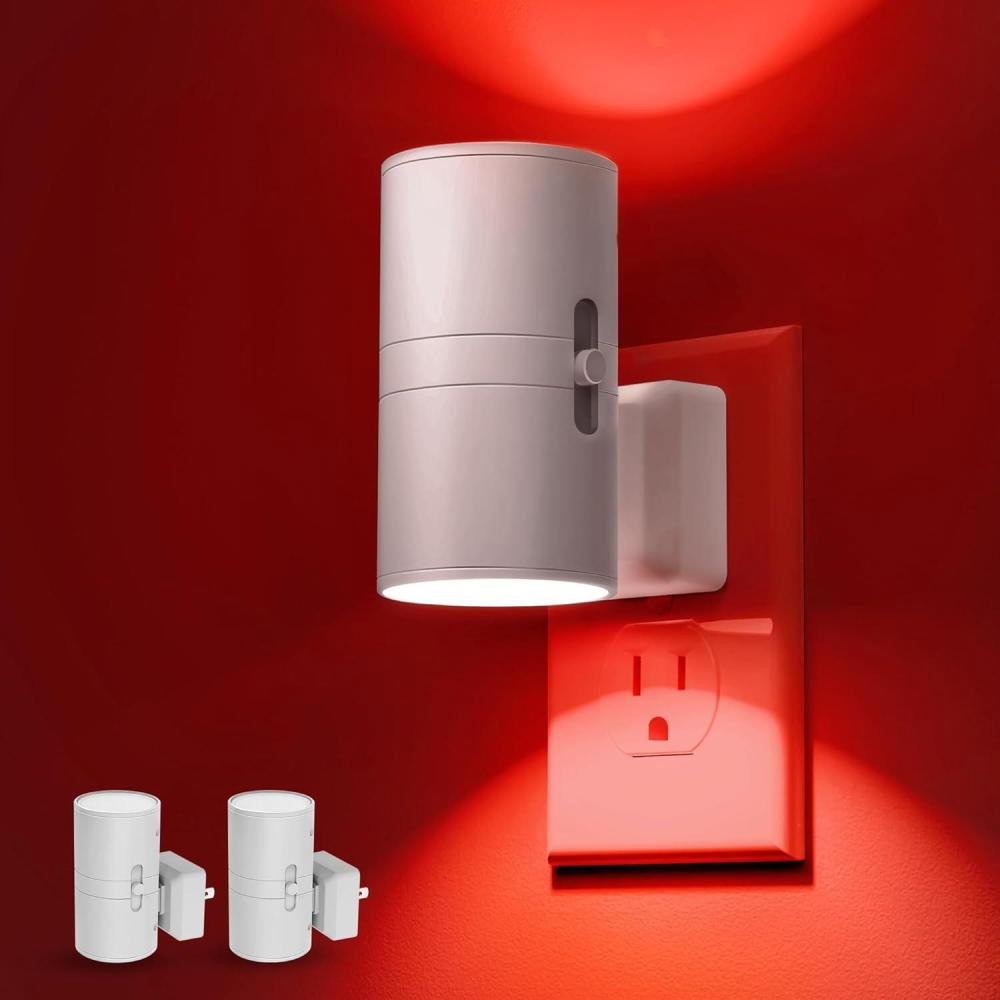 imageL LOHAS LED Night Light Night Lights Plug into Wall Color Changing Nightlight RGB with Light Sensor Home Decor for Gifts Holiday Hallway Bedroom Kids Room Christmas Halloween 2 PackRed