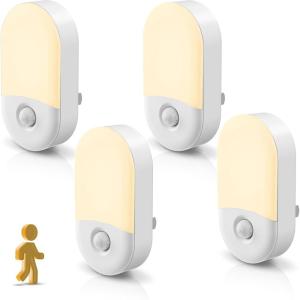 imageL LOHAS LED Motion Sensor Night Light Motion Activated Night Light 4Pack 3000K Warm White Night Lights Plug into Wall Motion Sensor 3060LM Adjustable Brightness for Kids Adults Bathroom KitchenWarm White