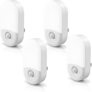 imageL LOHAS LED Motion Sensor Night Light Motion Activated Night Light 4Pack 3000K Warm White Night Lights Plug into Wall Motion Sensor 3060LM Adjustable Brightness for Kids Adults Bathroom KitchenDaylight White
