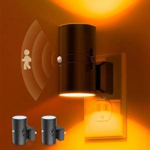 imageL LOHAS LED Motion Sensor Night Light Plug in 2 Pack Motion Activated Night Light 0100LM Dimmable 3000K Soft White Motion Sensor Light Indoor for Bathroom Hallway Bedroom Stairway Kids ElderlyAmber