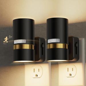 imageL LOHAS LED Motion Sensor Night Light Plug in Night Lights Plug into Wall with Adjustable Brightness 3000K Warm White 1W EnergySaving Nightlight for Bathroom Bedroom Kitchen Hallway 2 Pack