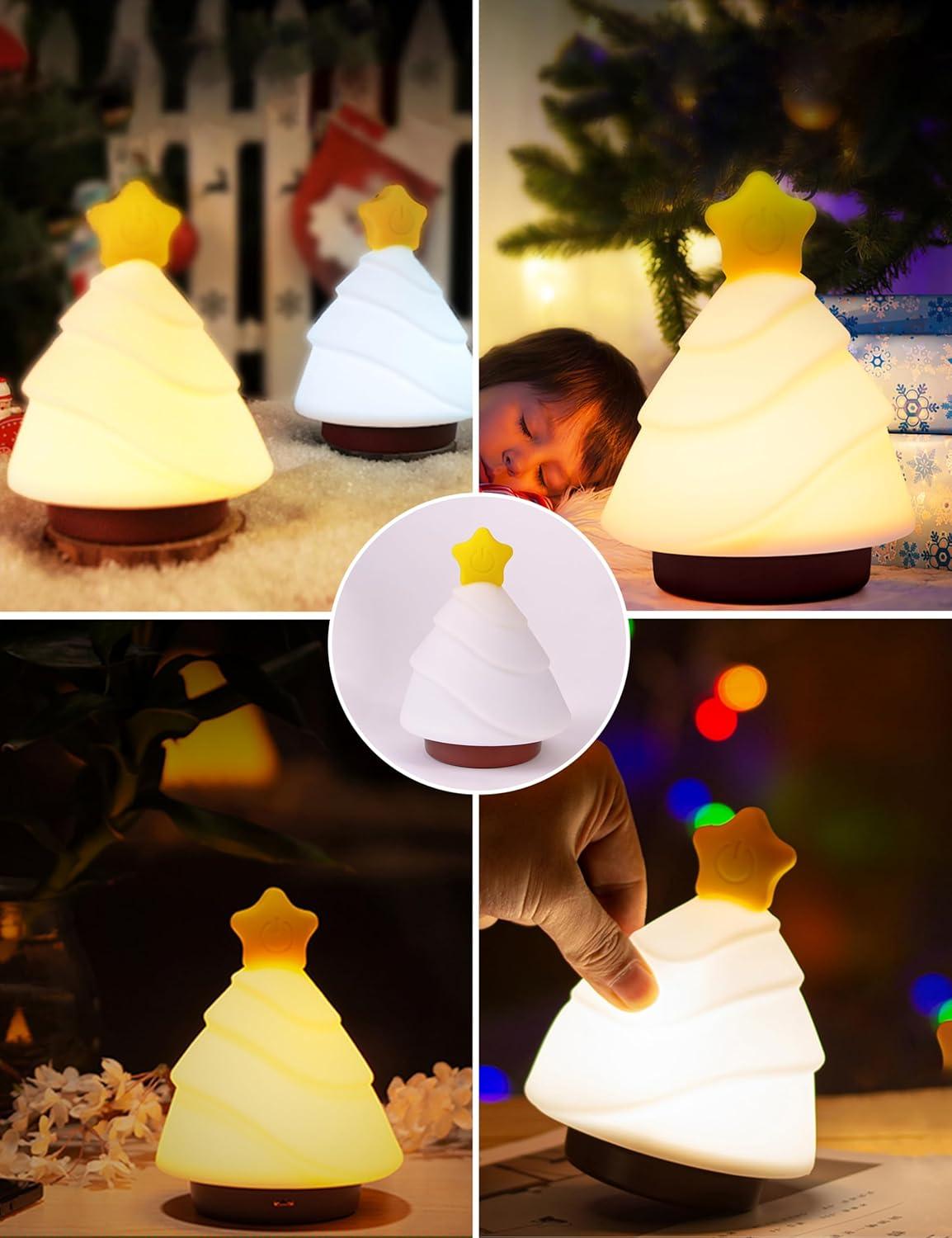 imageL LOHAS LED Cute Small Christmas Tree Night Lights Cute Stuff for Christmas Decorations 3 Mode Dimmable Nursery Night Light Kawaii 7 Colors Desk Lamp Christmas Gifts for Kids Teens Girls