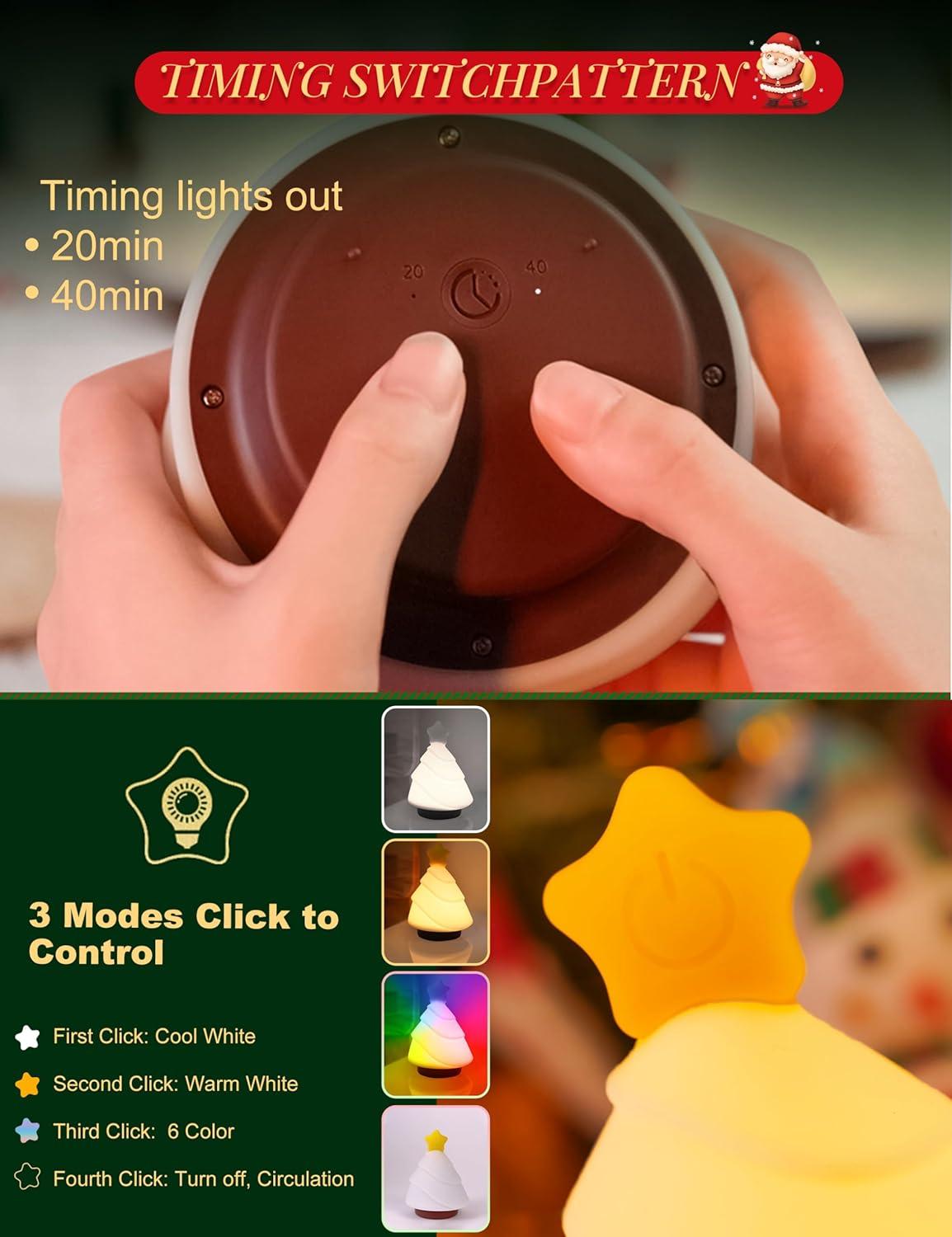 imageL LOHAS LED Cute Small Christmas Tree Night Lights Cute Stuff for Christmas Decorations 3 Mode Dimmable Nursery Night Light Kawaii 7 Colors Desk Lamp Christmas Gifts for Kids Teens Girls