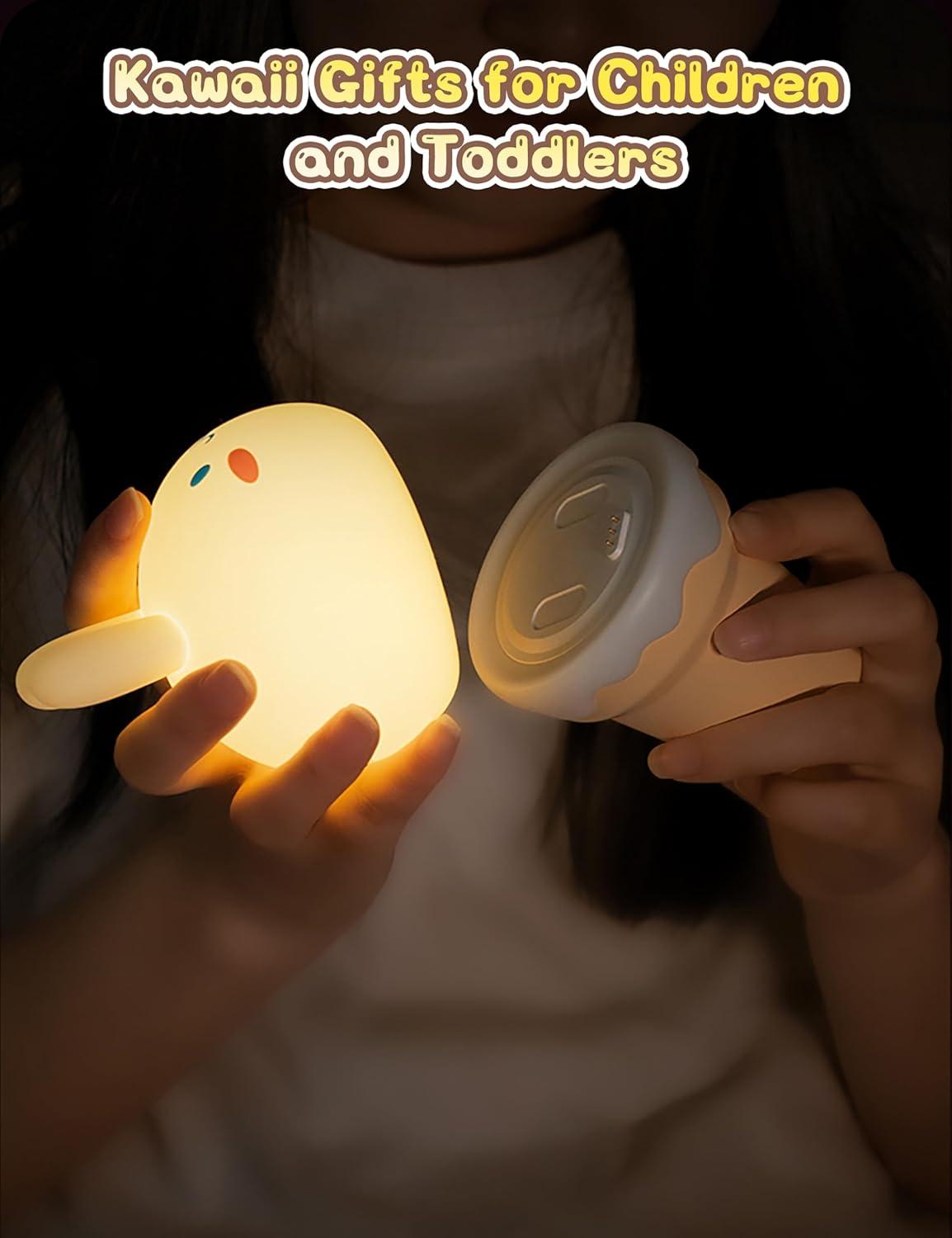 imageLOHAS Bunny Ice Cream Cute Night Lights 7 Colors Kawaii Desk Decor Pat Control and Rechargeable Base Funny Gift for Girls Bedroom and Nursery Dcor