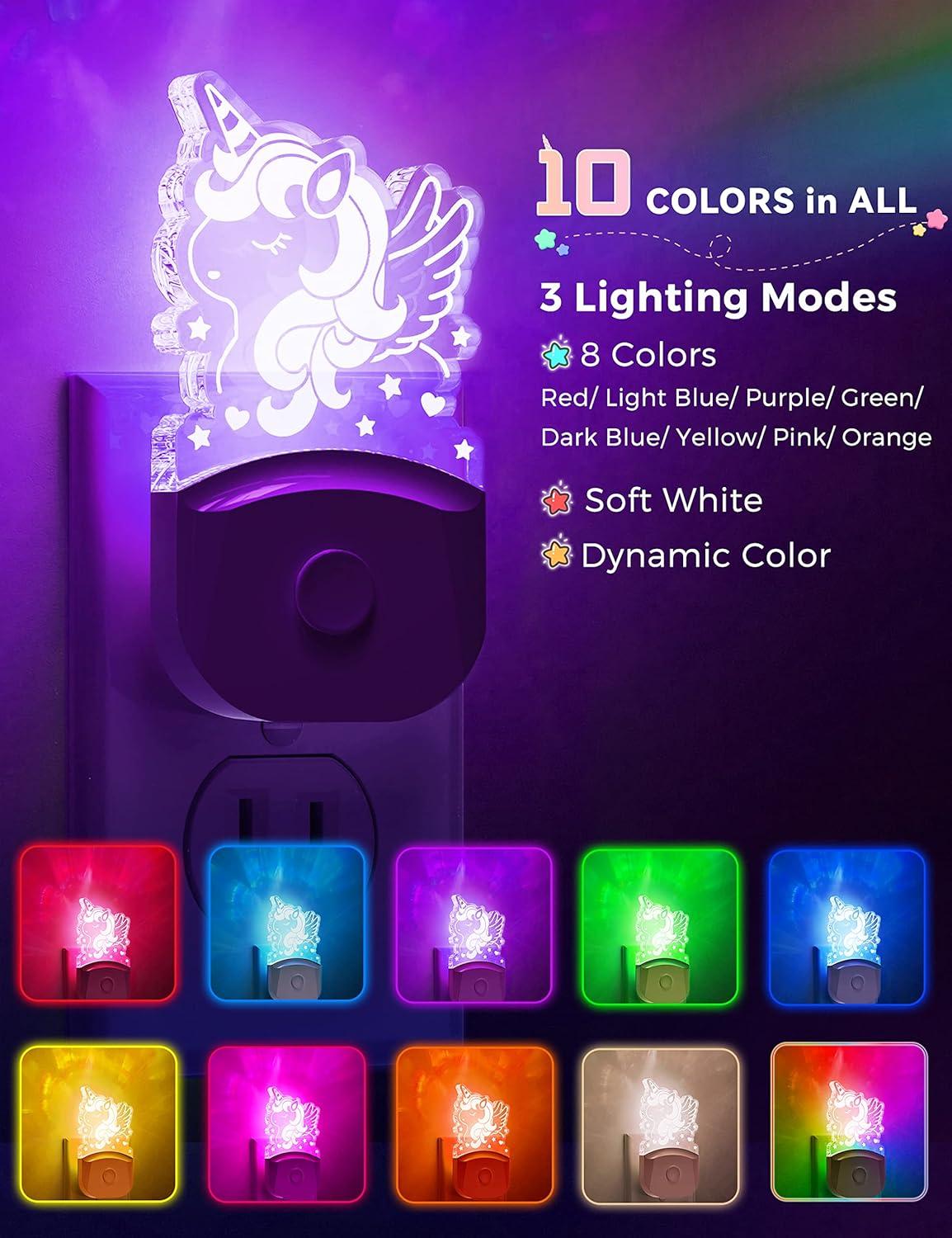 imageLOHAS Dinosaur Night Light Plugin 2 Pack Kids Night Light with Dusk to Dawn Sensor 3 Lighting Modes Color Changing Lamp Nursery ampamp Bedroom Decor GiftCute Horse