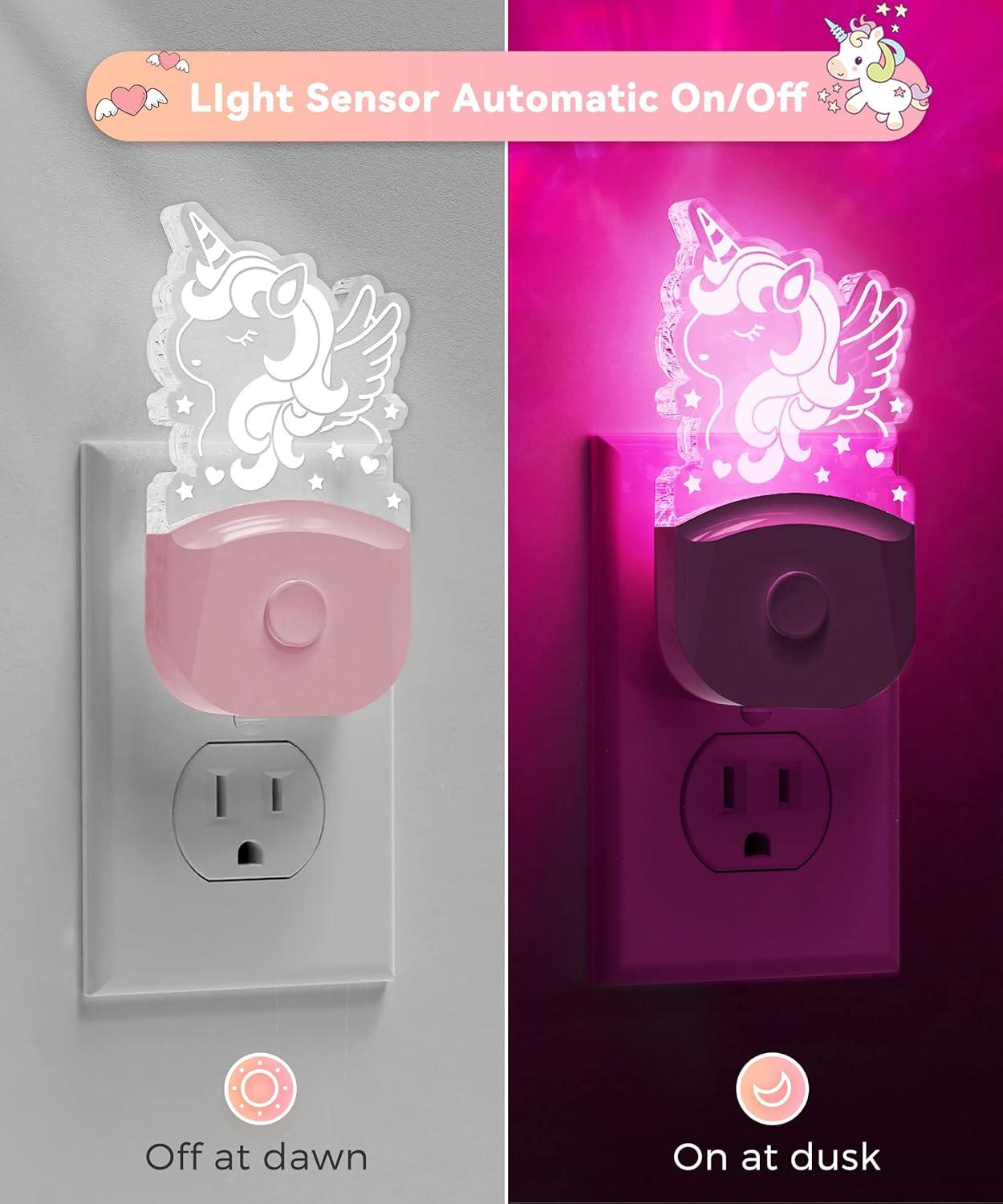 imageLOHAS Dinosaur Night Light Plugin 2 Pack Kids Night Light with Dusk to Dawn Sensor 3 Lighting Modes Color Changing Lamp Nursery ampamp Bedroom Decor GiftCute Horse