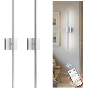 imageL LOHAS LED Battery Operated Wall Sconces Set of 2 Battery Wall Sconce 10000mAh Gold Rechargeable Sconces 6000K 283 Inch Wireless Wall Lights Sconce Wall Decor for Bedroom Living RoomNickel