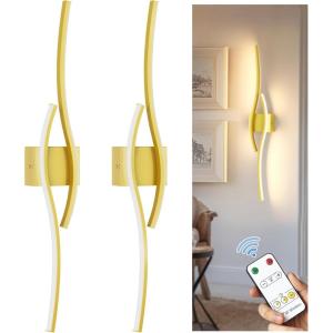 imageL LOHAS LED Battery Operated Wall Sconces Set of 2 Battery Wall Sconce 7200mAh Gold Rechargeable Sconces 3000K 316 Inch Dimmable Wireless Wall Lights Sconce Wall Decor for Bedroom Living RoomGold