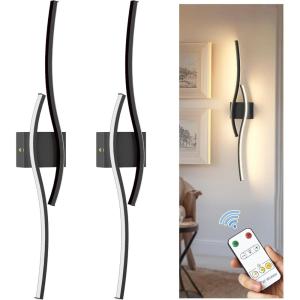 imageL LOHAS LED Battery Operated Wall Sconces Set of 2 Battery Wall Sconce 7200mAh Gold Rechargeable Sconces 3000K 316 Inch Dimmable Wireless Wall Lights Sconce Wall Decor for Bedroom Living RoomBlack