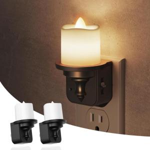 imageL LOHAS LED Candle Night Light Flameless Candle Nightlight Plug in Dusk to Dawn Sensor 0100LM Dimmable Night Light 3000K Soft White Vintage Decorative Night Lights for Hallway Bathroom 2 PackSoft White