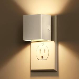 imageL LOHAS LED Night Lights Plug into Wall 2 Pack Dimmable Modern LED Bright Night Light for KidsDusk to Dawn Sensor 0150LM Adjustable BrightnessSoft White 3000K for Hallway Bedroom StairwaySquareWhite