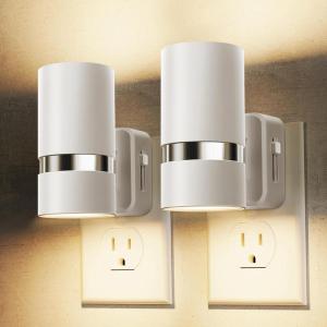 imageL LOHAS LED Night Lights Plug into Wall Dimmable Night Light with 0100LM Brightness Adjustable 3000K Soft White Nightlight with Dusk to Dawn 2 PackWhite Housing Soft White