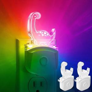 imageLOHAS Dinosaur Night Light Plugin 2 Pack Kids Night Light with Dusk to Dawn Sensor 3 Lighting Modes Color Changing Lamp Nursery ampamp Bedroom Decor GiftTanystropheus