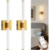 imageL LOHAS LED Battery Operated Wall Sconces Set of 2 10000mAh Gold Battery Wall Sconce 3000K Dimmable Wireless Wall Light 360 Full Lighting Sconce Wall Decor for Hallway Bedroom Living Room 24inGold