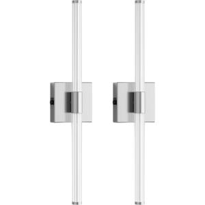 imageL LOHAS LED Battery Operated Wall Sconces Set of 2 10000mAh Gold Battery Wall Sconce 3000K Dimmable Wireless Wall Light 360 Full Lighting Sconce Wall Decor for Hallway Bedroom Living Room 24inNickel