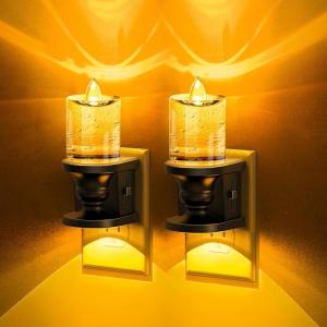 imageL LOHAS LED Flameless Candle Night Light 2 Pack Amber Night Lights Plug into Wall 0100LM Dimmable Nightlight LED Candle Night Light with Light Sensor for Living Room Bathroom Hallway