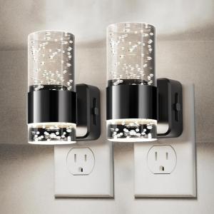 imageL LOHAS LED Night Light Modern Night Lights Plug into Wall 2 Pack 3000K Soft Warm 0100LM Adjustable NightlightsAutomatic Nightlights Plug in with Dusk to Dawn Sensor for Room Bathroom HallwayBright WhiteBlack Ring