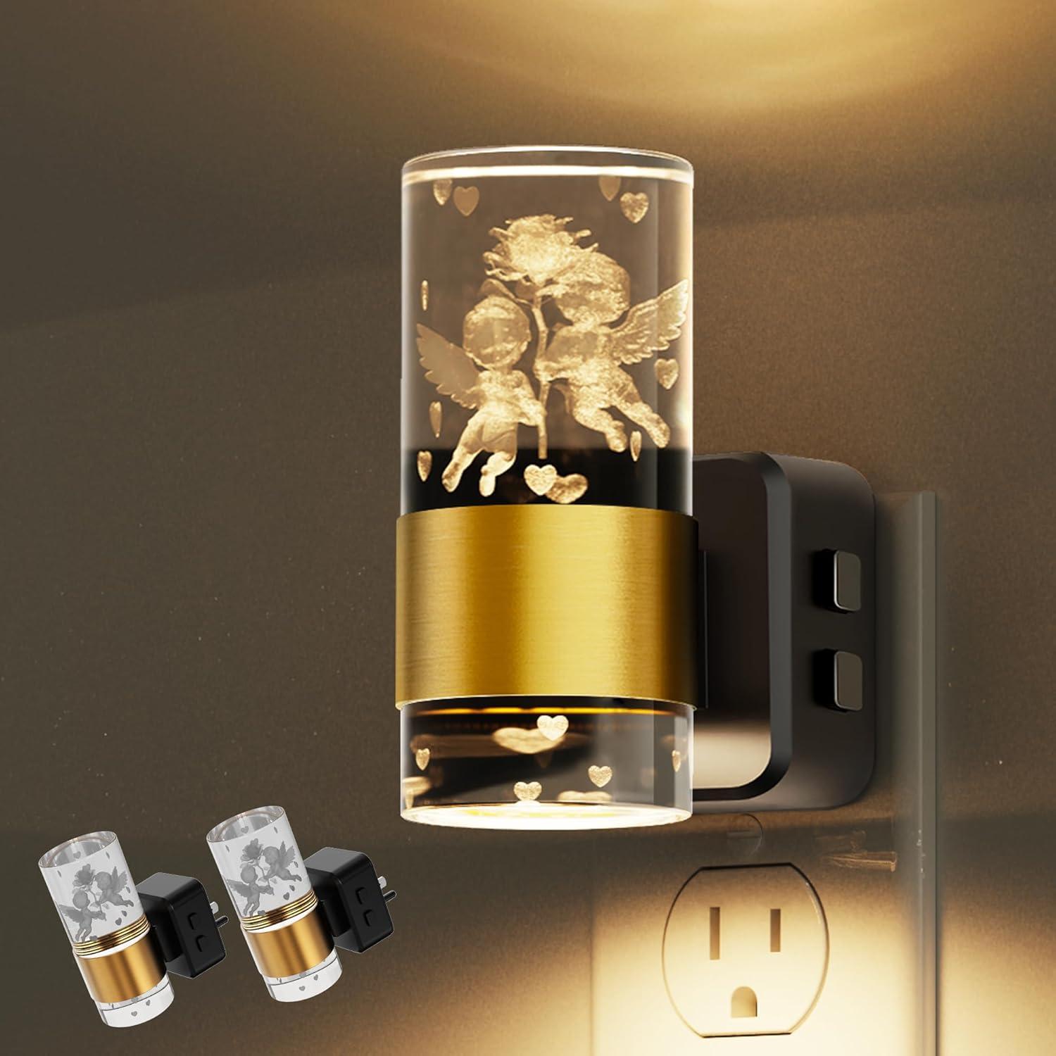 imageL LOHAS LED Night LightDimmable Night Lights Plug into Wall Acrylic Nightlights with 0100 LM Adjustable Brightness 5000K Plug in Night Light with Dusk to Dawn Sensor for Bathroom HallwaySoft WhiteAngel