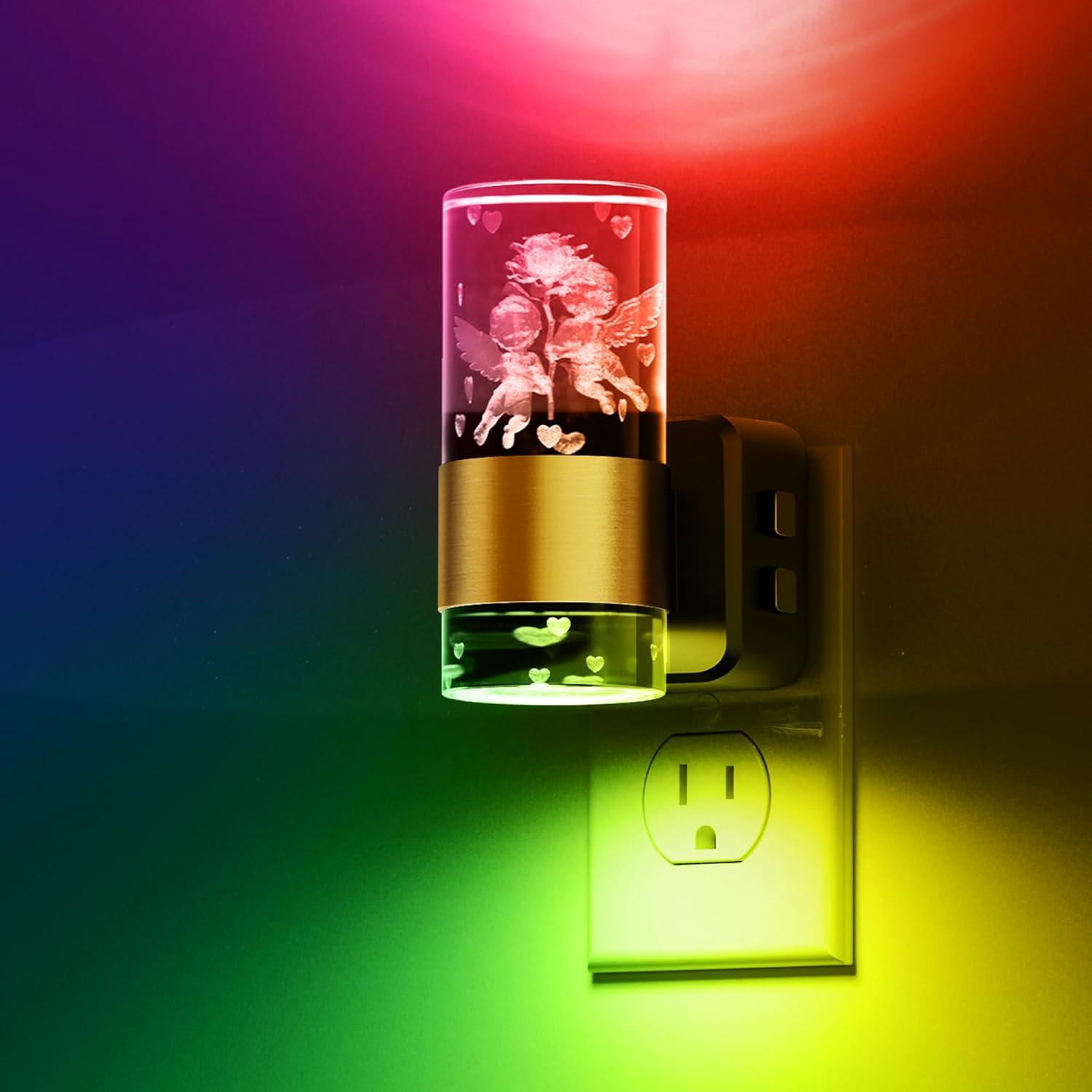 imageL LOHAS LED Night LightDimmable Night Lights Plug into Wall Acrylic Nightlights with 0100 LM Adjustable Brightness 5000K Plug in Night Light with Dusk to Dawn Sensor for Bathroom HallwaySoft WhiteAngel