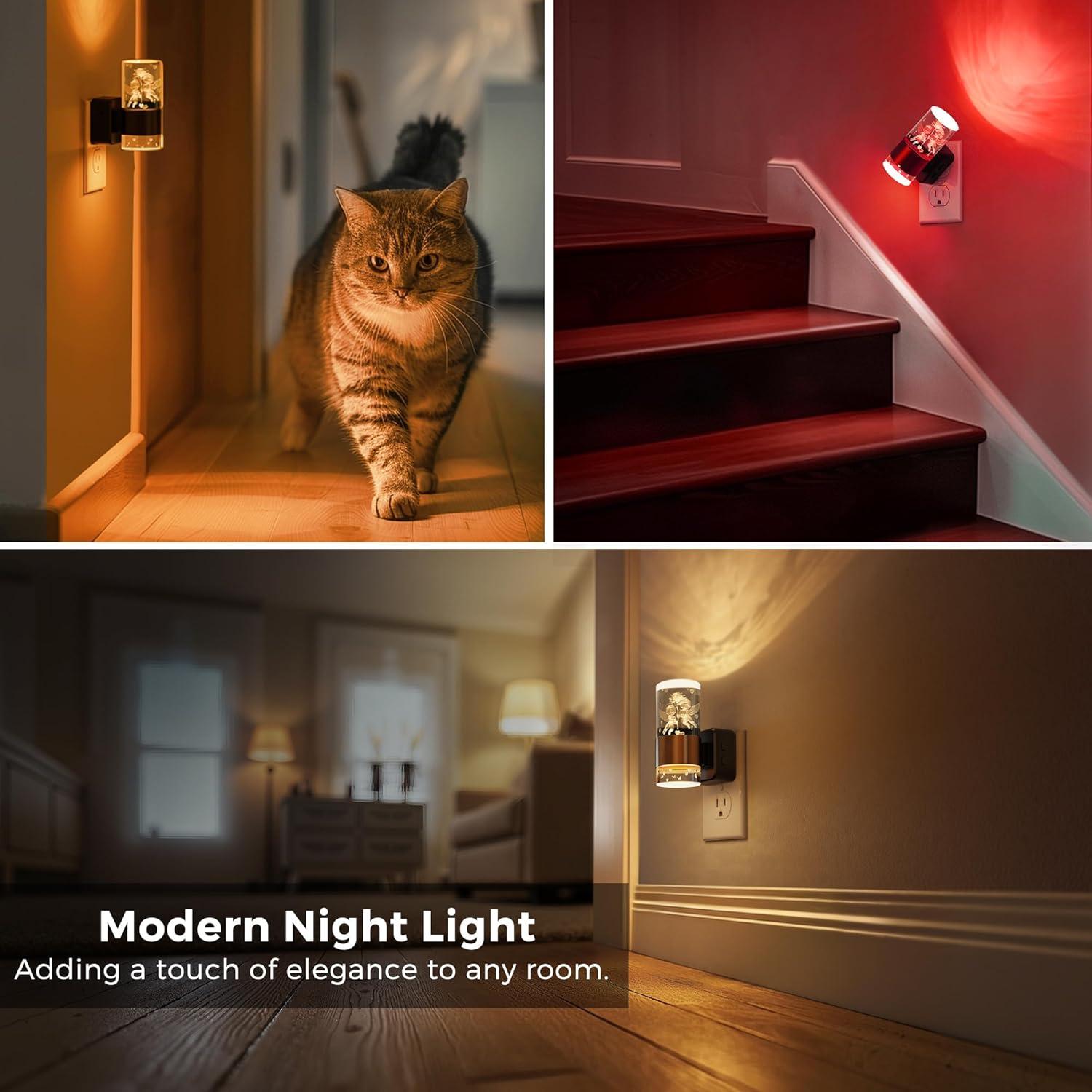 imageL LOHAS LED Night LightDimmable Night Lights Plug into Wall Acrylic Nightlights with 0100 LM Adjustable Brightness 5000K Plug in Night Light with Dusk to Dawn Sensor for Bathroom HallwaySoft WhiteAngel