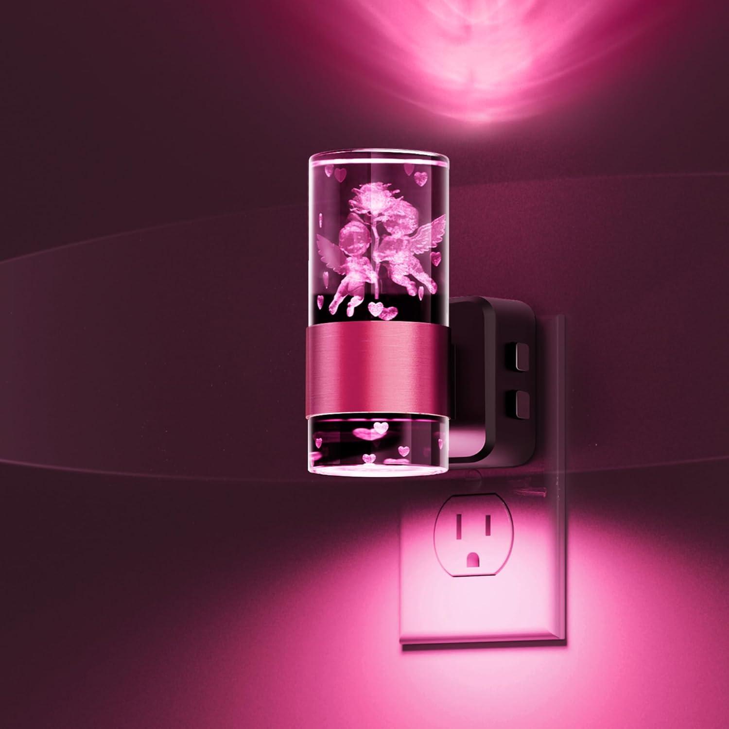 imageL LOHAS LED Night LightDimmable Night Lights Plug into Wall Acrylic Nightlights with 0100 LM Adjustable Brightness 5000K Plug in Night Light with Dusk to Dawn Sensor for Bathroom HallwaySoft WhiteAngel