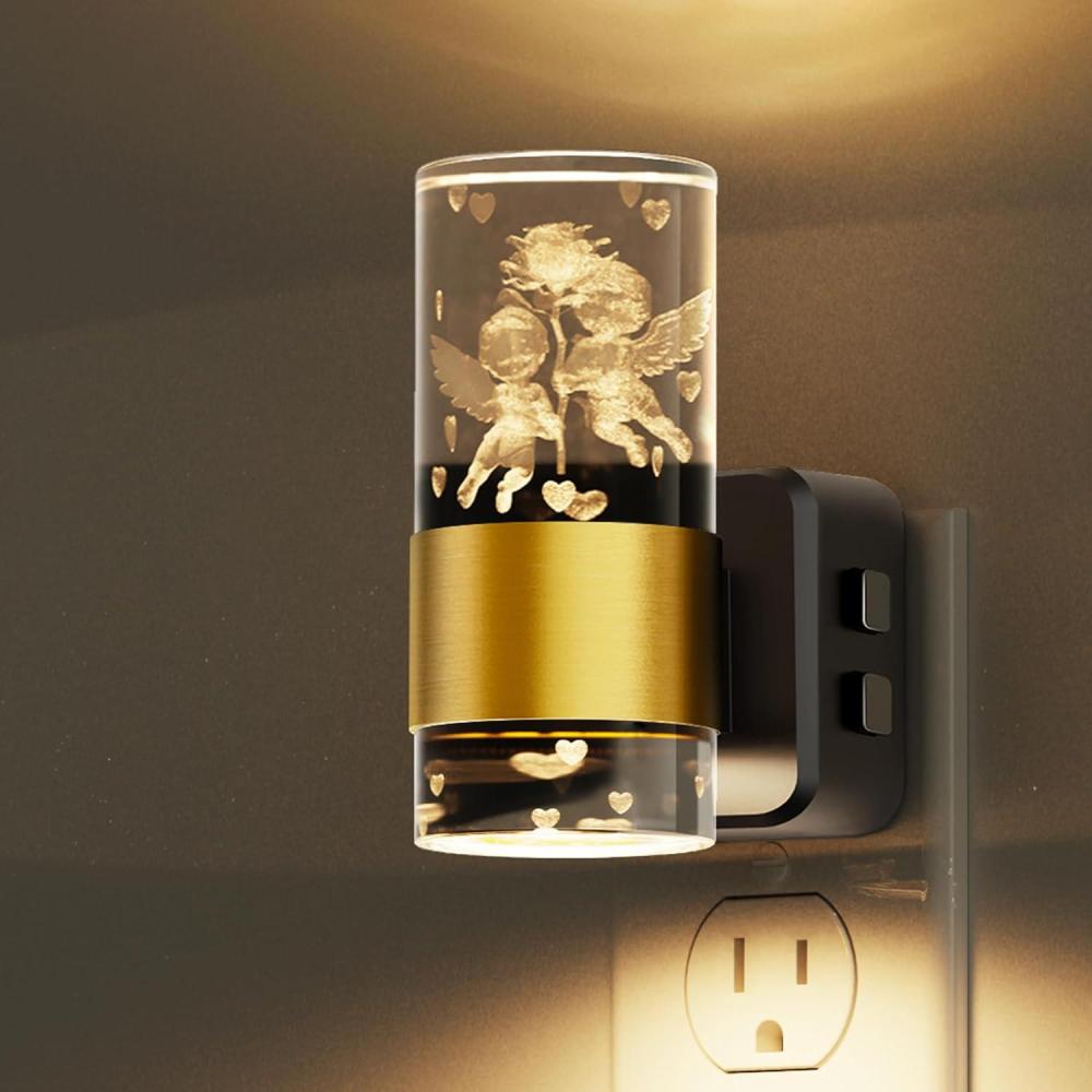 imageL LOHAS LED Night LightDimmable Night Lights Plug into Wall Acrylic Nightlights with 0100 LM Adjustable Brightness 5000K Plug in Night Light with Dusk to Dawn Sensor for Bathroom HallwaySoft WhiteAngel