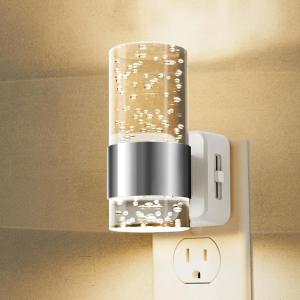 imageL LOHAS LED Night LightDimmable Night Lights Plug into Wall Acrylic Nightlights with 0100 LM Adjustable Brightness 5000K Plug in Night Light with Dusk to Dawn Sensor for Bathroom Hallway01Soft WhiteSilver Ring